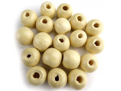 Korale drewniane 20mm NATURALNE HURT 1kg koraliki lakierowane z dużą dziurką paciorki makrama hurtownia korali Warszawa
