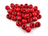 Korale drewniane 10mm RED CZERWONE HURT 1kg koraliki lakierowane z dużą dziurką paciorki makrama