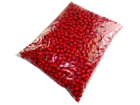 Korale drewniane 12mm RED CZERWONE 100g koraliki lakierowane z dużą dziurką paciorki makrama pasmanteria GOLD-POL