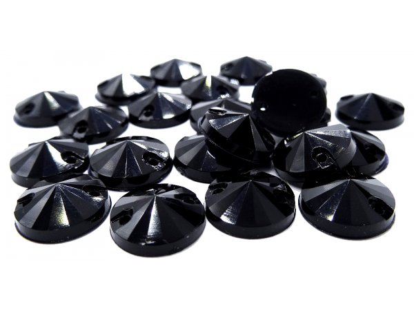 STOŻEK 10mm kamienie akrylowe 1-CZARNE  144sztuk do przyszycia i przyklejania