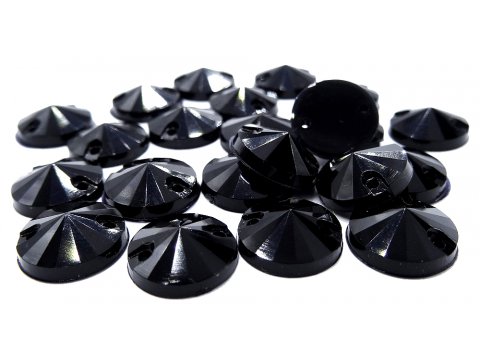 STOŻEK 10mm kamienie akrylowe 1-CZARNE  144sztuk do przyszycia i przyklejania