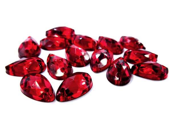 ŁEZKA 6 x 10 mm kamienie akrylowe 3-CZERWONY 144 sztuk do przyszycia i przyklejania pasmanteria online