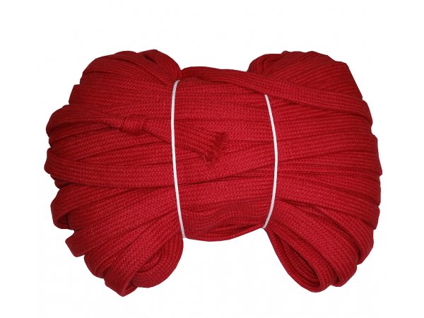 Sznurek bawełniany 18mm płaski CZERWONY cena za 50m sznurek odzieżowy krawiecki do dresu