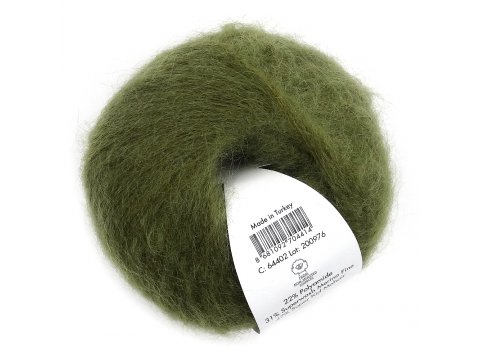 NEW SUPER KID MOHAIR włóczka Gazzal 2 OLIWKA cena za 25g 237m moher na szale estońskie