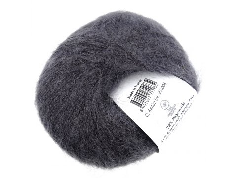 SUPER KID MOHAIR włóczka Gazzal 32 SZARY NAJCIEMNIESZY cena za 25g 237m moher na szale estońskie najtańsze włóczki Warszawa