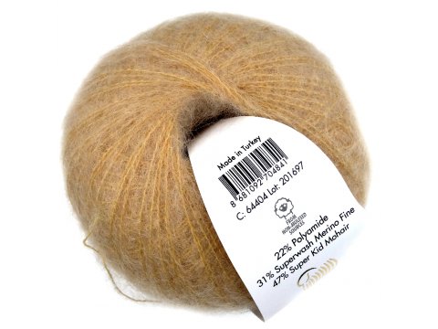 NEW SUPER KID MOHAIR włóczka Gazzal 4 BEŻ CIEPŁY cena za 25g 237m moher na szale estońskie