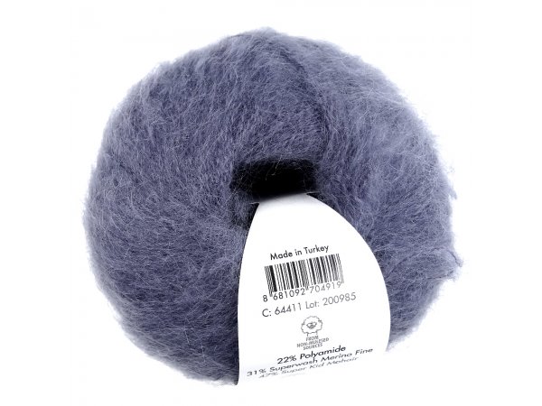 SUPER KID MOHAIR włóczka Gazzal 11 SZARY NIEBIESKI cena za 25g 237m moher na szale estońskie sklep z włóczką Warszawa