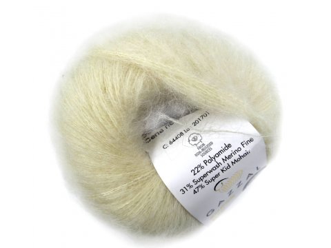 NEW SUPER KID MOHAIR włóczka Gazzal 8 ECRU CIEMNE cena za 25g 237m moher na szale estońskie