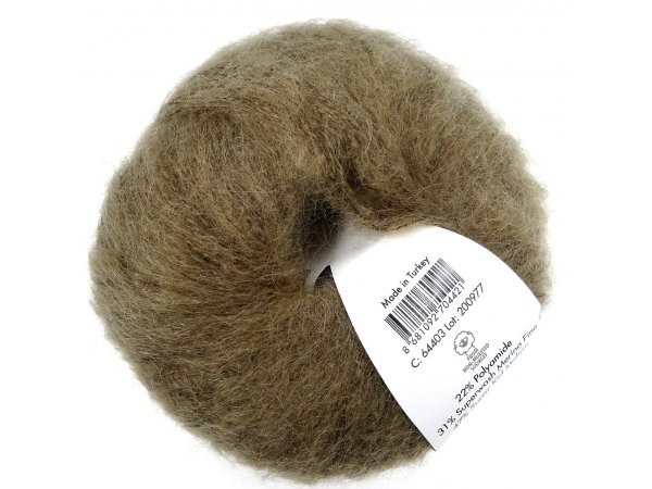 NEW SUPER KID MOHAIR włóczka Gazzal 3 BRĄZ JASNY SPŁOWIAŁY cena za 25g 237m moher na szale estońskie