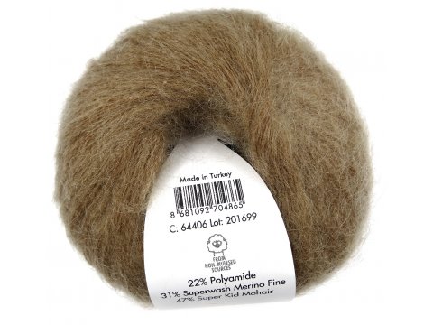 NEW SUPER KID MOHAIR włóczka Gazzal 6 KARMEL CIEMNY SPŁOWIAŁY cena za 25g 237m moher na szale estońskie