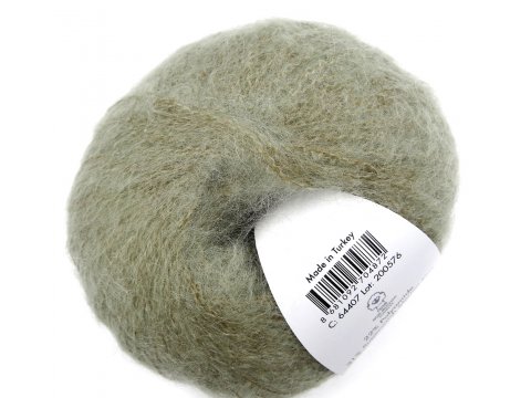 NEW SUPER KID MOHAIR włóczka Gazzal 7 SZARA OLIWKA cena za 25g 237m moher na szale estońskie