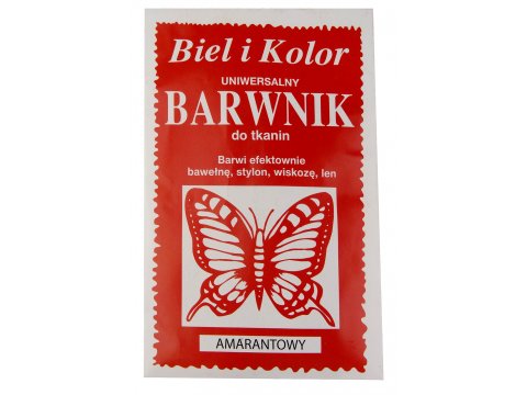 AMARANTOWY barwnik do farbowania tkanin cena za 1 saszetkę BIEL I KOLOR farba do ubrań