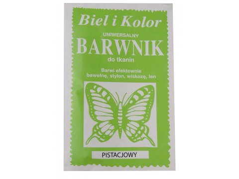 PISTACJOWY barwnik do farbowania tkanin cena za 1 saszetkę BIEL I KOLOR farba do ubrań