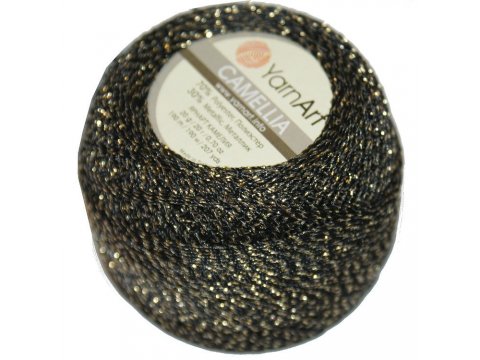 CAMELLIA 20g 190m CZARNY/ZŁOTY 413 kordonek metalizowany YarnArt hurtownia kordonków Warszawa