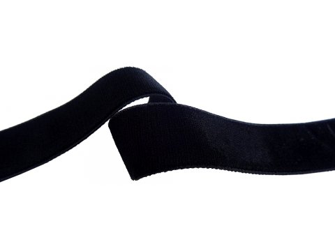 16mm Aksamitka elastyczna cena za 1m tasiemka 233 BLACK   francuska welur