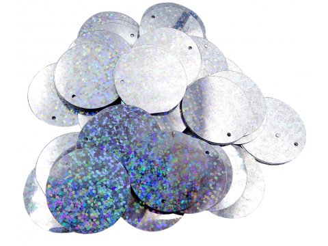 Cekiny kółka 30mm SILVER HOLOGRAM-50112 cena za 100g sklep z cekinami rybia łuska