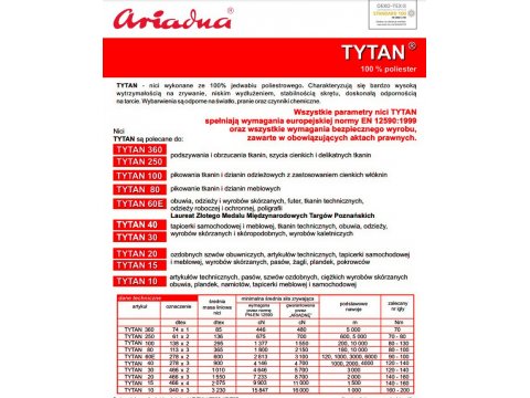 TYTAN 80 nici do korali pikowania tkanin 2672 SZARE cena za 1 sztukę 180m hurtownia nici Ariadna