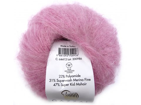 NEW SUPER KID MOHAIR włóczka Gazzal 12 RÓŻ JASNYcena za 25g 237m moher na szale estońskie