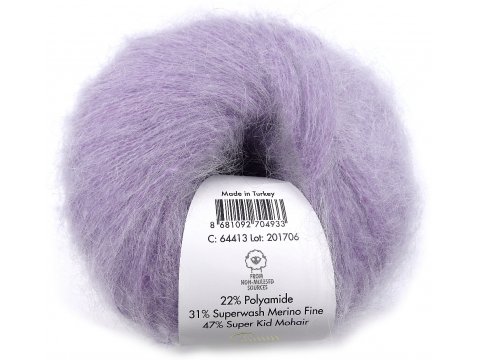 NEW SUPER KID MOHAIR włóczka Gazzal 13 FIOLET WRZOS JASNY cena za 25g 237m moher na szale estońskie