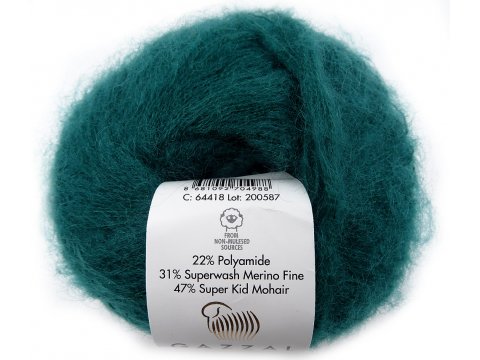 NEW SUPER KID MOHAIR włóczka Gazzal 18 ZIELONY BUTELKA CIEMNA  cena za 25g 237m moher na szale estońskie