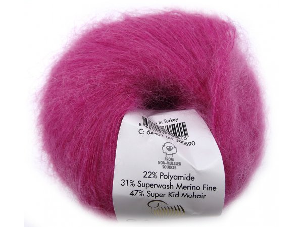 NEW SUPER KID MOHAIR włóczka Gazzal 21 RÓŻ CIEMNY cena za 25g 237m moher na szale estońskie