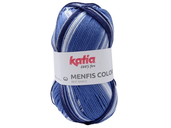MENFIS COLOR bawełna egipska MIX BLUE PIĘKNY włóczka Katia 100g 240m włoczki dla dzieci sklep z włóczkami bawełnianymi
