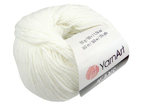 Jeans 1 BIAŁY MLECZNY 50g 160m włóczka YarnArt bawełna dla dzieci na maskotki amigurumi sklep z włóczkami