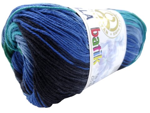 Camilla Batik 113 MIX BLUE  MINT BLACK 100g 260m włóczka MTP ombre wielokolorowa bawełna dla dzieci na sweterek czapkę szalik