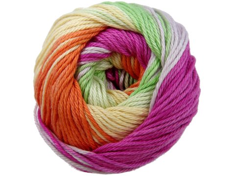 Camilla Batik 100 MIX GREEN PINK ORANGE 100g 260m włóczka MTP ombre wielokolorowa bawełna dla dzieci na sweterek czapkę szalik