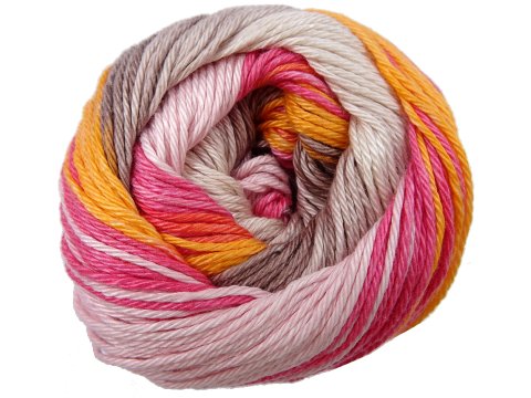 Camilla Batik 110 MIX PINK ORANGE BEIGE 100g 260m włóczka MTP ombre wielokolorowa bawełna dla dzieci na sweterek czapkę szalik