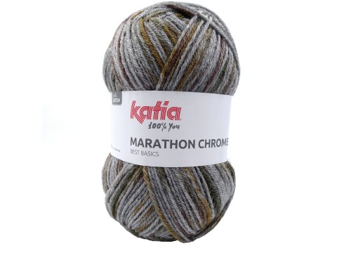 Marathon Chrome 100 MIX GREY BROWN 100g 250m włóczka Katia cienka wełna z akrylem typu schetland melanż  KONIEC KOLEKCJI