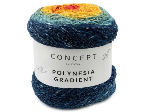 Polynesia Gradient 300 MIX NAVY MINT YELLOW RED włóczka katia 200g 660m włóczki ombre cieniowane wielokolorowe chusty bluzeczki