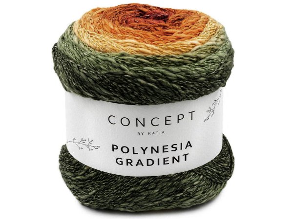 Polynesia Gradient 302 MIX OLIWKA RUDY włóczka katia 200g 660m włóczki ombre cieniowane wielokolorowe chusty bluzeczki