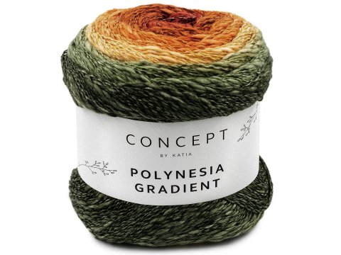 Polynesia Gradient 302 MIX OLIWKA RUDY włóczka katia 200g 660m włóczki ombre cieniowane wielokolorowe chusty bluzeczki