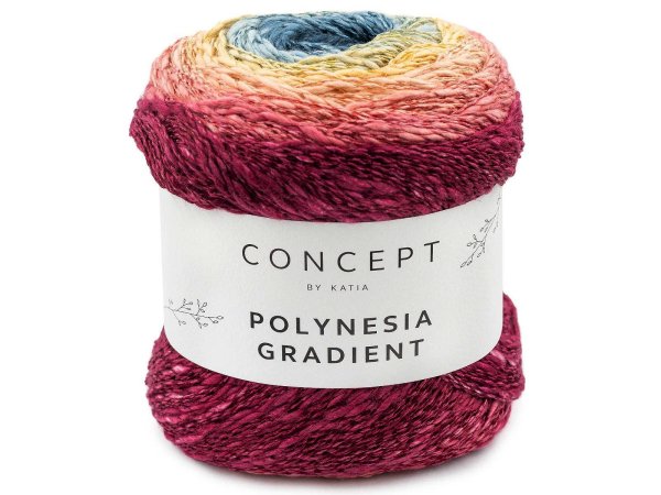 Polynesia Gradient 303 MIX BORDO BLUE włóczka katia 200g 660m włóczki ombre cieniowane wielokolorowe chusty bluzeczki