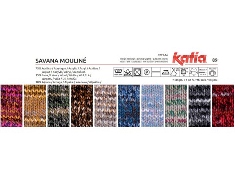 Savana Mouline 208 MIX RÓŻ SZARY MIĘTA Katia 50g 90m cieniowane ombre włóczka na jesień zimę Koniec Kolekcji