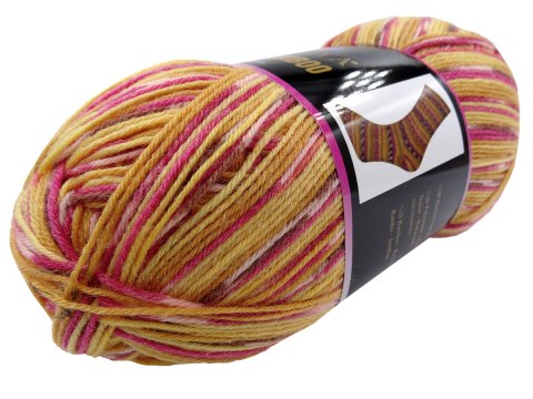 SOCKS BAMBOO 120-01 MIX ŻÓŁTY RÓŻ ORANGE Himalaya 100g 420m melanż ombre włóczka skarpetkowa na ciepłe skarpety