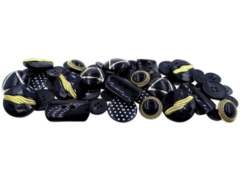 18mm Guziki ozdobne 20 sztuk kolor CZARNY/ZŁOTE guzik ozdobny do marynarki żakietu plastikowy na stopce