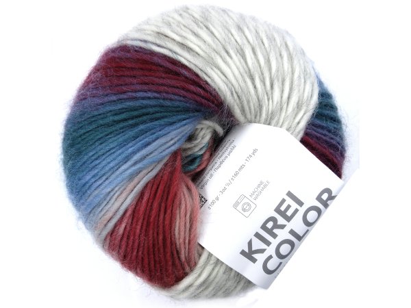 KIREI COLOR 305 OFF WHITE SZARY/CZERWONY/TURKUS/MORSKI 100g 160m Katia włóczka 100% wełna 100g 160m włóczki ombre cieniowana