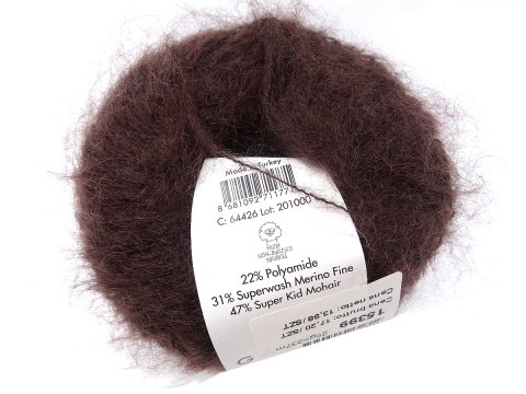 SUPER KID MOHAIR włóczka Gazzal 26 GORZKA CZEKOLADA cena za 25g 237m moher na szale estońskie sklep z włóczką