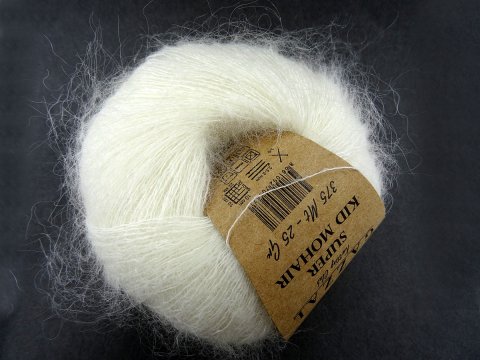 SUPER KID MOHAIR włóczka Gazzal 250 BIAŁY MLECZNY cena za 25g 375m moher na szale estońskie