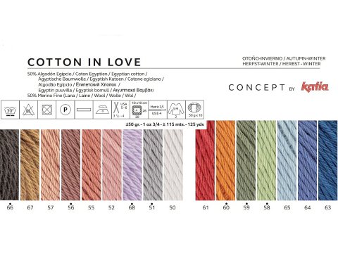 COTTON IN LOVE 58 JASNY ZIELONY ZGASZONY włóczka KATIA 50g 115m wełna 50% merino i 50% bawełna egipska dla dzieci