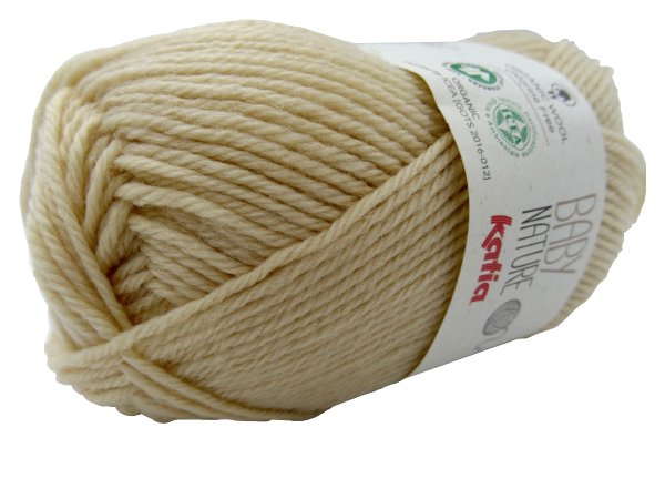 BABY NATURE 117 ECRU CIEMNE włóczka KATIA 25g 110m wełna merino 100% dla niemowląt certyfikat ICEA GOTS