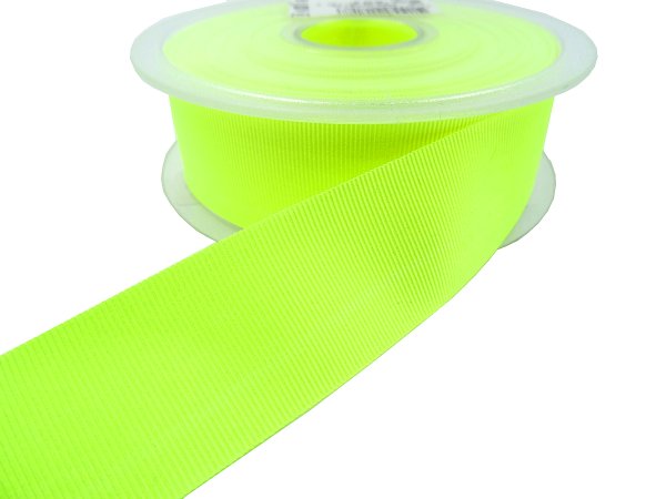 Ryps 25mm 281 ŻÓŁTY FLUO NEON SILKY HURT 25m taśma tasiemka wstążka rypsowa z połyskiem francuska tasiemki rypsowe