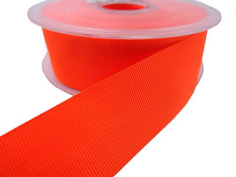 Ryps 25mm 283 ORANGE POMARAŃCZOWY FLUO NEON SILKY HURT 25m taśma tasiemka wstążka rypsowa z połyskiem francuska tasiemki rypsowe