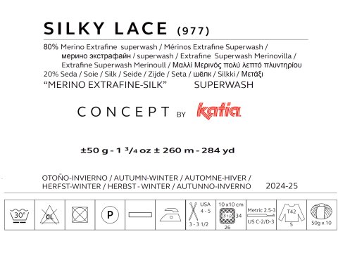 SILKY LACE 190 MORSKI JEDWAB włóczka Concept by Katia 50g 260m wełna merynos z jedwabiem sklep z włóczkami Katii