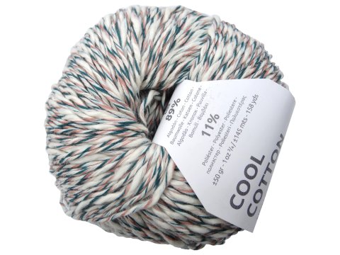 COOL COTTON 80 JASNE ECRU ROŻ MINT  włóczkaKatia 50g 145m multi bawełna w multi kolorze sklep z włóczkami Katii