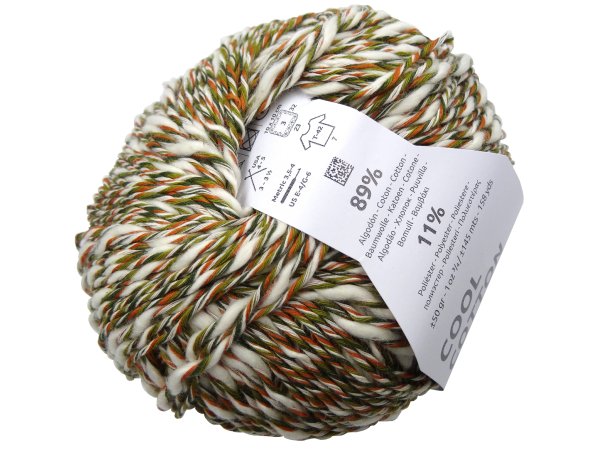 COOL COTTON 84 JASNE ECRU OLIWKA ORANGE włóczka Katia 50g 145m multi bawełna w multi kolorze sklep z włóczkami Katii