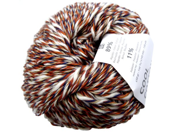 COOL COTTON 82 JASNE ECRU RUDY ORANGE GRANAT włóczka Katia 50g 145m multi bawełna w multi kolorze sklep z włóczkami Katii