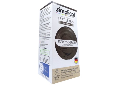 Farba do tkanin SIMPLICOL ESPRESSO-BRAUN opk na 600g tkaniny do pofarbowania z surowców naturalnych nie nadaje się do poliestru